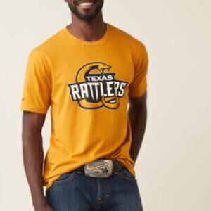 Ariat mens xl Texas rattlers PBR team rodeo yellow short sleeve shirt sport west